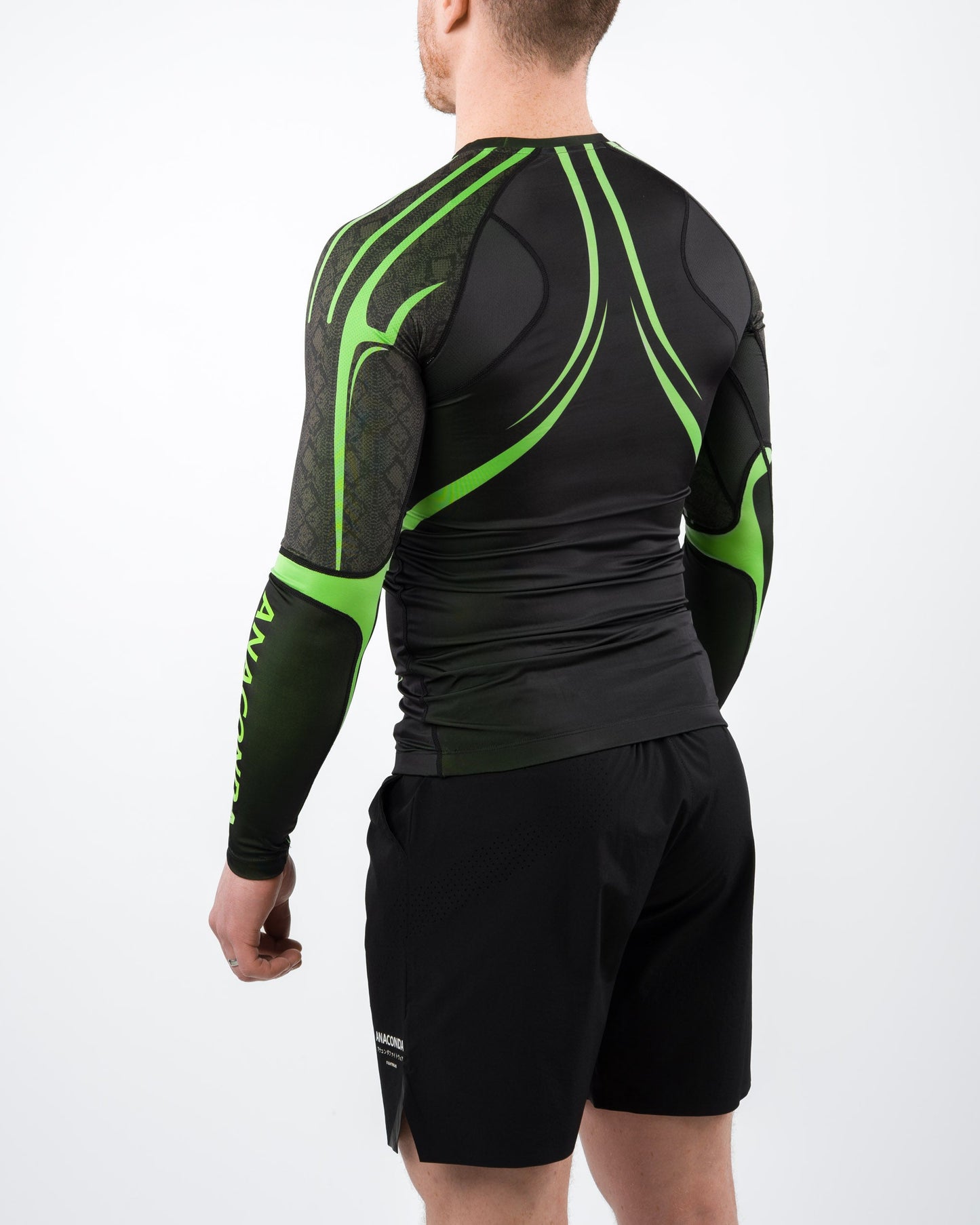 Anaconda Evolution Long Sleeve Rashguard in Black & Green for BJJ practitioners