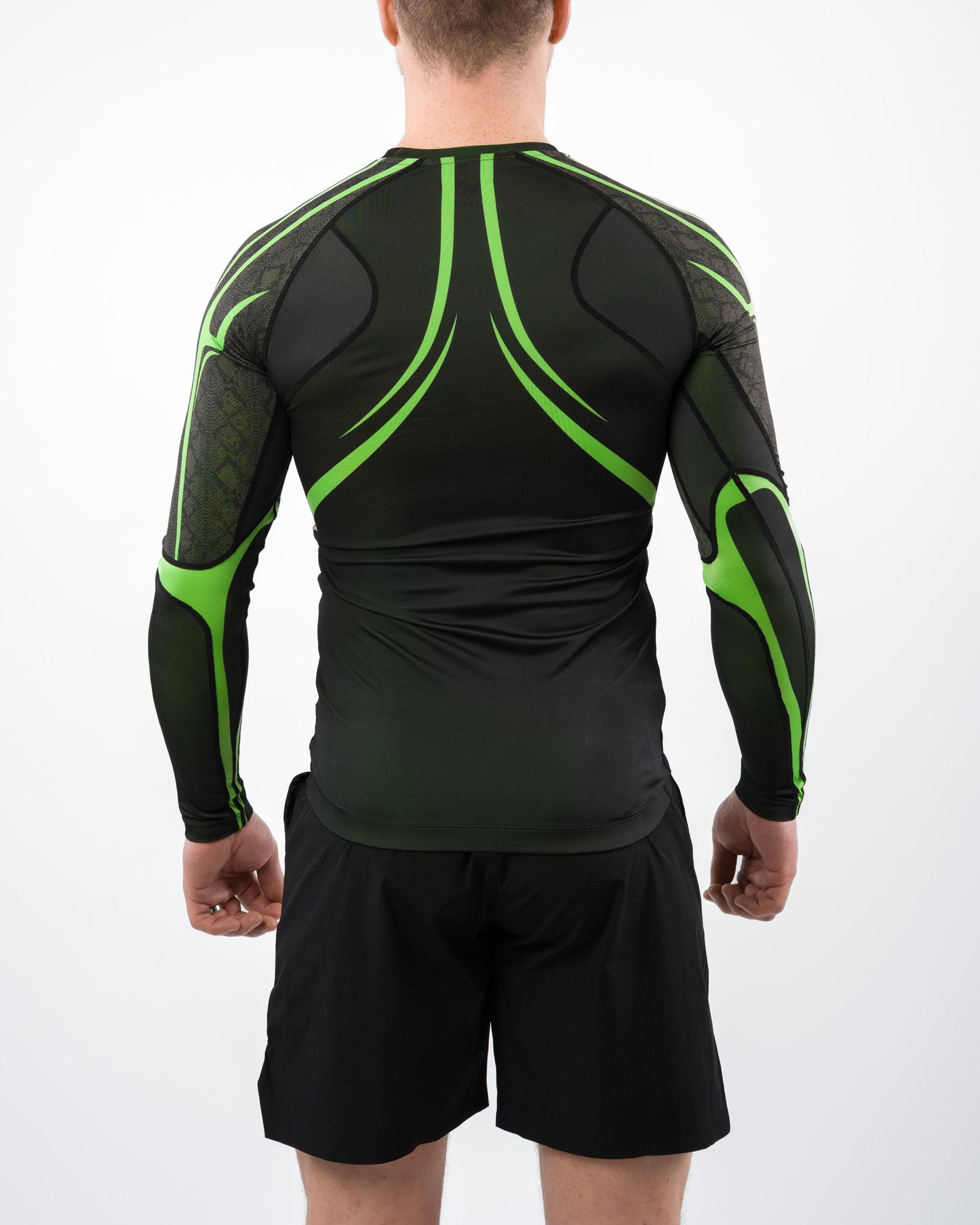 Anaconda Evolution Long Sleeve Rashguard in Black & Green for BJJ practitioners